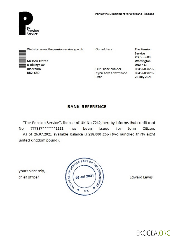 Royaume , Uni , The Pension Service , reference